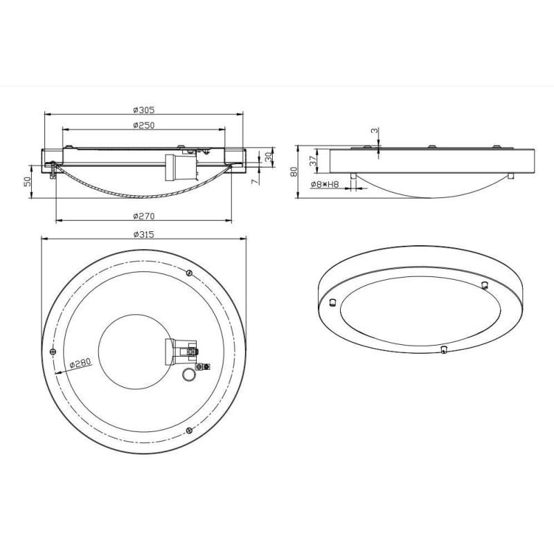 CONDUS PLAFONIERA DA BAGNO CLASSICA D32 IN METALLO IP44 ATTACCO E27 4 COLORI TRIO LIGHTING - Cristalensi Shop Online