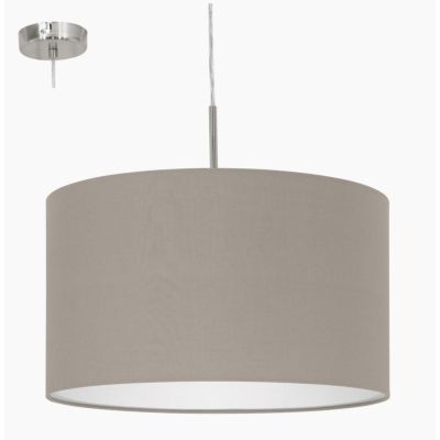 PASTERI SOSPENSIONE IN STOFFA COLOR TORTORA DIAMETRO 38 CM EGLO - Cristalensi Shop Online