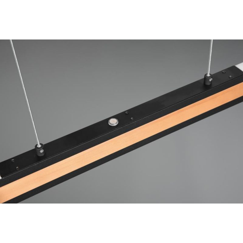 DEACON SOSPENSIONE LINEARE BI-EMISSIONE NERA CON INSERTO IN LEGNO LED 40W DIMMERABILE TOUCH TRIO LIGHTING - Cristalensi Shop Onl