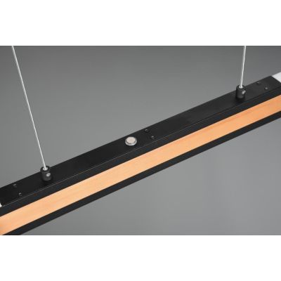 DEACON SOSPENSIONE LINEARE BI-EMISSIONE NERA CON INSERTO IN LEGNO LED 40W DIMMERABILE TOUCH TRIO LIGHTING - Cristalensi Shop Onl