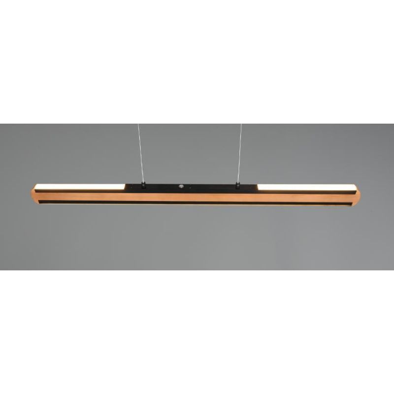 DEACON SOSPENSIONE LINEARE BI-EMISSIONE NERA CON INSERTO IN LEGNO LED 40W DIMMERABILE TOUCH TRIO LIGHTING - Cristalensi Shop Onl