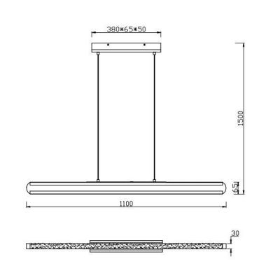 DEACON SOSPENSIONE LINEARE BI-EMISSIONE NERA CON INSERTO IN LEGNO LED 40W DIMMERABILE TOUCH TRIO LIGHTING - Cristalensi Shop Onl