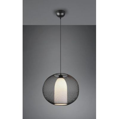 FILO SOSPENSIONE D40 MODERNA CON GABBIA A IN FILO DI METALLO NERO CON VETRO BIANCO INTERNO TRIO LIGHTING - Cristalensi Shop Onli