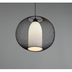 FILO SOSPENSIONE D40 MODERNA CON GABBIA A IN FILO DI METALLO NERO CON VETRO BIANCO INTERNO TRIO LIGHTING - Cristalensi Shop Onli 2
