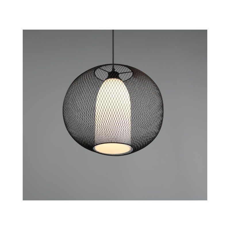 FILO SOSPENSIONE D40 MODERNA CON GABBIA A IN FILO DI METALLO NERO CON VETRO BIANCO INTERNO TRIO LIGHTING - Cristalensi Shop Onli