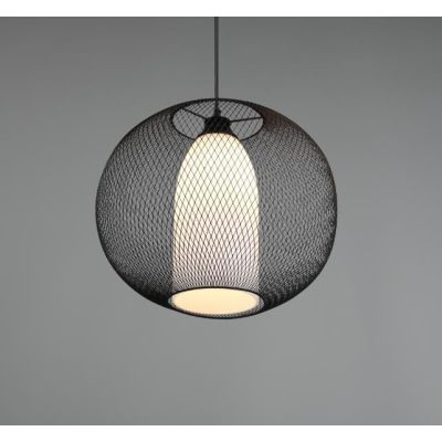 FILO SOSPENSIONE D40 MODERNA CON GABBIA A IN FILO DI METALLO NERO CON VETRO BIANCO INTERNO TRIO LIGHTING - Cristalensi Shop Onli