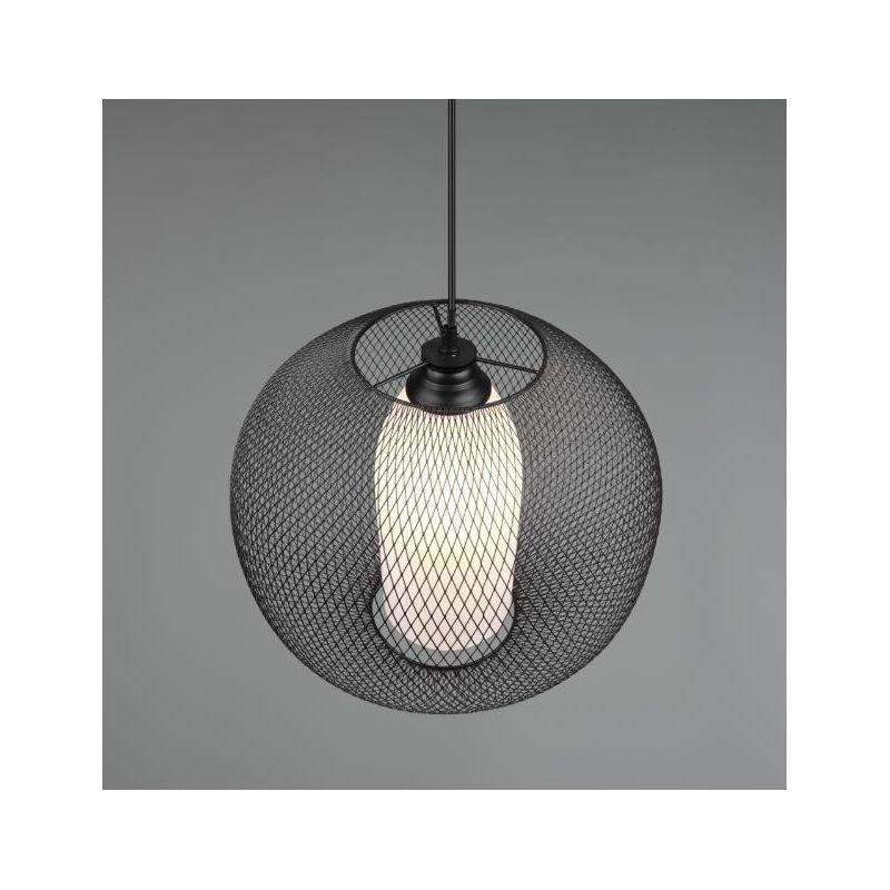 FILO SOSPENSIONE D40 MODERNA CON GABBIA A IN FILO DI METALLO NERO CON VETRO BIANCO INTERNO TRIO LIGHTING - Cristalensi Shop Onli