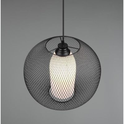 FILO SOSPENSIONE D40 MODERNA CON GABBIA A IN FILO DI METALLO NERO CON VETRO BIANCO INTERNO TRIO LIGHTING - Cristalensi Shop Onli