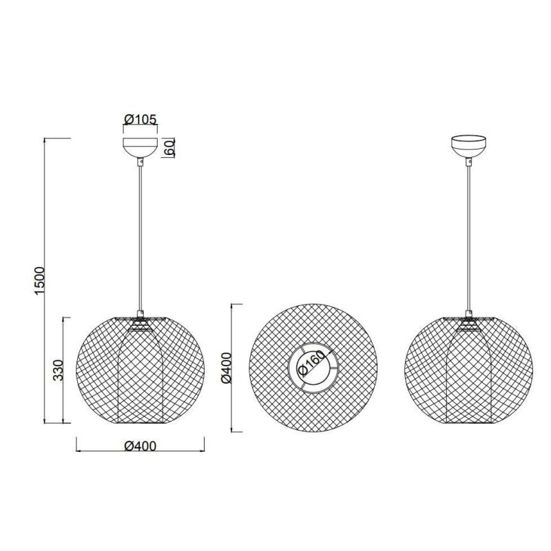 FILO SOSPENSIONE D40 MODERNA CON GABBIA A IN FILO DI METALLO NERO CON VETRO BIANCO INTERNO TRIO LIGHTING - Cristalensi Shop Onli