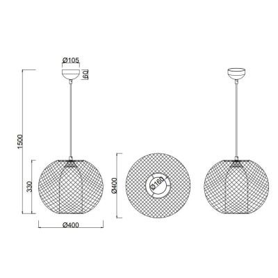 FILO SOSPENSIONE D40 MODERNA CON GABBIA A IN FILO DI METALLO NERO CON VETRO BIANCO INTERNO TRIO LIGHTING - Cristalensi Shop Onli