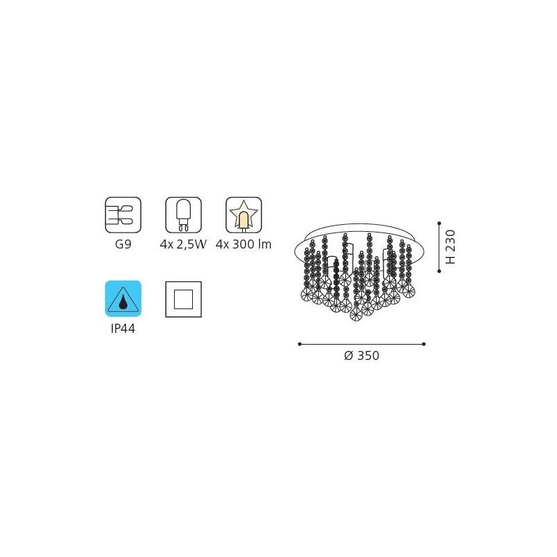 ALMONTE PLAFONIERA CON CRISTALLI A LED DOPPIO ISOLAMENTO A LED EGLO - Cristalensi Shop Online