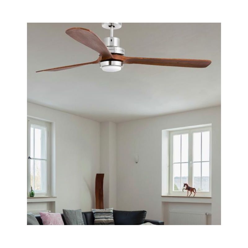 LANTAU XL -G VENTILATORE A SOFFITTO NICKEL CON 3 PALE IN NOCE O PINO CON LUCE LED INTEGRATA D.168 FARO VENTILATORI - Cristalensi