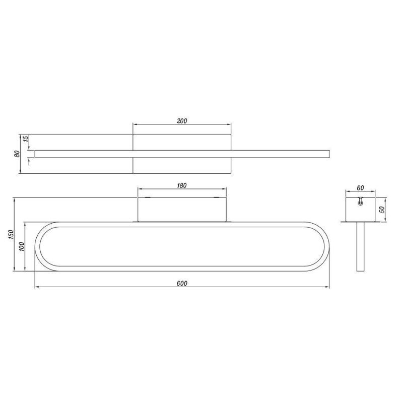 GIANNI LAMPADA DA SPECCHIO LED 22W METALLO NERO O CROMO IP44 LARGHEZZA CM 60 CON INTERRUTTORE TRIO LIGHTING - Cristalensi Shop O