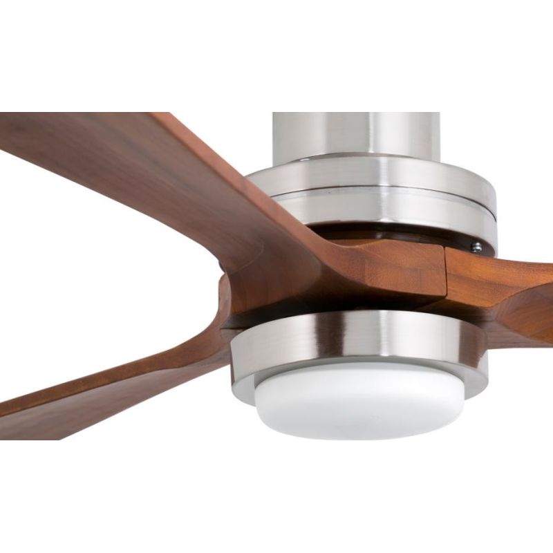 LANTAU XL -G VENTILATORE A SOFFITTO NICKEL CON 3 PALE IN NOCE O PINO CON LUCE LED INTEGRATA D.168 FARO VENTILATORI - Cristalensi
