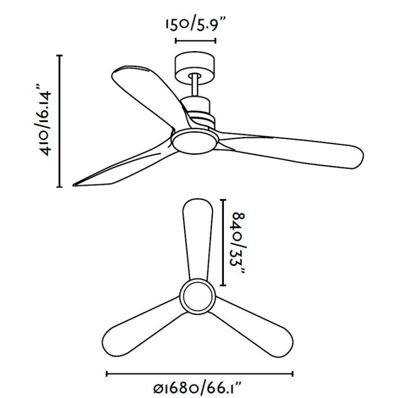 LANTAU XL -G VENTILATORE A SOFFITTO NICKEL CON 3 PALE IN NOCE O PINO CON LUCE LED INTEGRATA D.168 FARO VENTILATORI - Cristalensi