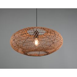 HEDDA SOSPENSIONE VINTAGE D52 IN FIBRA SISAL MARRONE E MONTATURA IN METALLO NERO ATTACCO E27 TRIO LIGHTING - Cristalensi Shop On