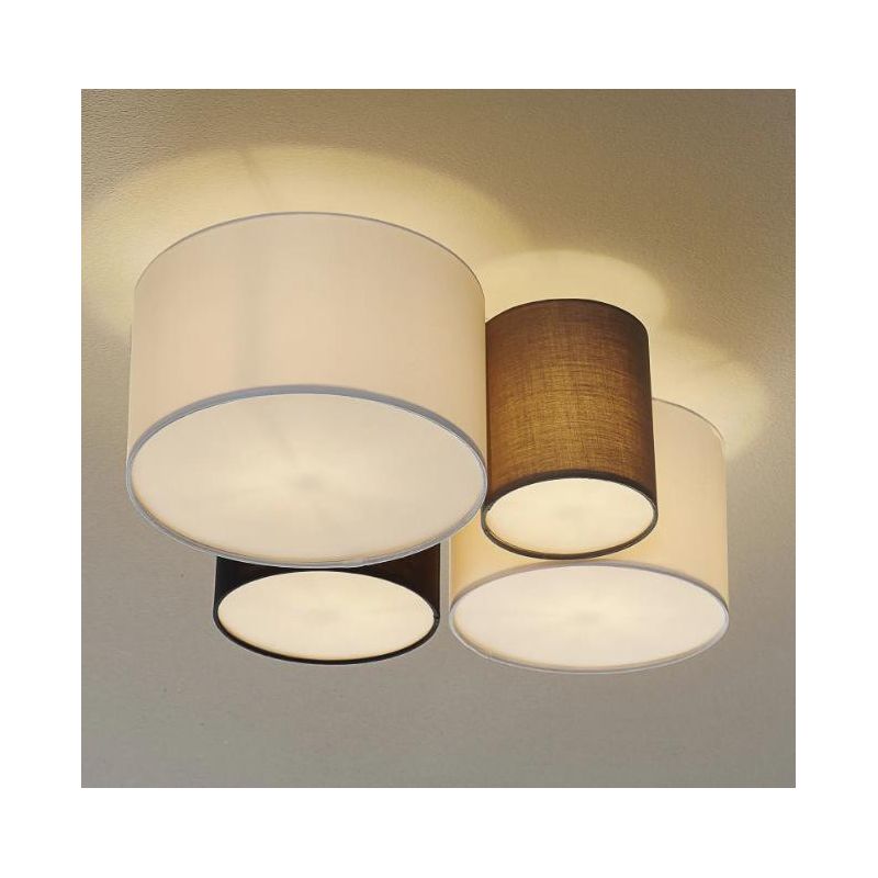 HOTEL PLAFONIERA MODERNA CON 4 PARALUMI MULTICOLOR IN TESSUTO LARGHEZZA CM 50 ATTACCO 4XE27 TRIO LIGHTING - Cristalensi Shop Onl