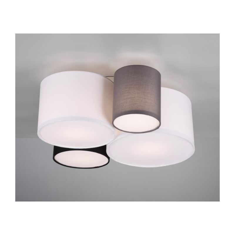 HOTEL PLAFONIERA MODERNA CON 4 PARALUMI MULTICOLOR IN TESSUTO LARGHEZZA CM 50 ATTACCO 4XE27 TRIO LIGHTING - Cristalensi Shop Onl