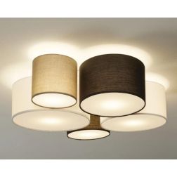 HOTEL PLAFONIERA MODERNA CON 5 PARALUMI MULTICOLOR IN TESSUTO LARGHEZZA CM 90 ATTACCO 5XE27 TRIO LIGHTING - Cristalensi Shop Onl