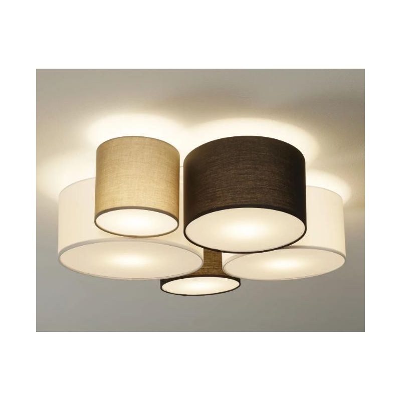 HOTEL PLAFONIERA MODERNA CON 5 PARALUMI MULTICOLOR IN TESSUTO LARGHEZZA CM 90 ATTACCO 5XE27 TRIO LIGHTING - Cristalensi Shop Onl