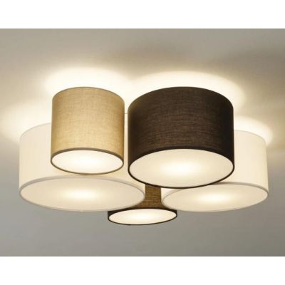 HOTEL PLAFONIERA MODERNA CON 5 PARALUMI MULTICOLOR IN TESSUTO LARGHEZZA CM 90 ATTACCO 5XE27 TRIO LIGHTING - Cristalensi Shop Onl