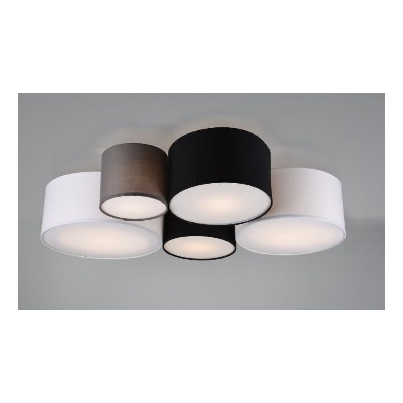 HOTEL PLAFONIERA MODERNA CON 5 PARALUMI MULTICOLOR IN TESSUTO LARGHEZZA CM 90 ATTACCO 5XE27 TRIO LIGHTING - Cristalensi Shop Onl