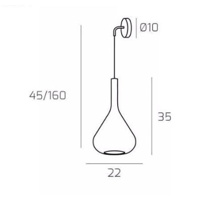 KONA APPLIQUE CON BASE IN METALLO CON DIFFUSORE A CONO PENDENTE IN VETRO IN 5 FINITURE COLORE Top Light Illuminazione - Cristale
