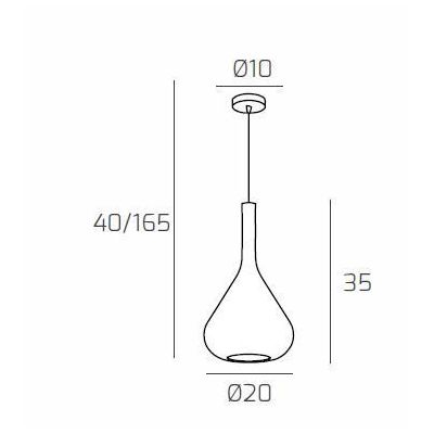 KONA SOSPENSIONE SINGOLA CON BASE IN METALLO E DIFFUSORE A CONO PENDENTE IN VETRO 5 COLORI Top Light Illuminazione - Cristalensi