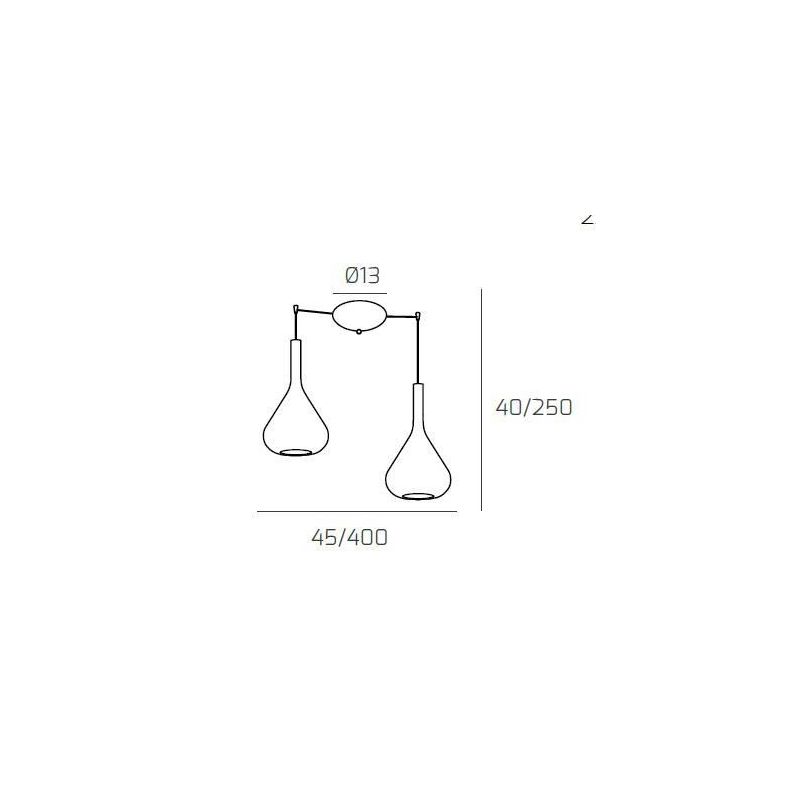 KONA SOSPENSIONE CON DECENTRO FINITURA CROMO CON 2 DIFFUSORI A CONO IN VETRO COLORATO Top Light Illuminazione - Cristalensi Shop