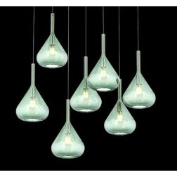 KONA SOSPENSIONE RETTANGOLARE CON BASE BIANCA E CON 7 DIFFUSORI A CONO IN VETRO COLORATO Top Light Illuminazione - Cristalensi S 2