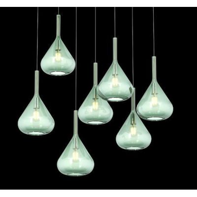 KONA SOSPENSIONE RETTANGOLARE CON BASE BIANCA E CON 7 DIFFUSORI A CONO IN VETRO COLORATO Top Light Illuminazione - Cristalensi S