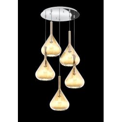 KONA SOSPENSIONE ROTONDA D40 IN METALLO CROMO CON 5 DIFFUSORI A CONO IN VETRO COLORATO Top Light Illuminazione - Cristalensi Sho 2