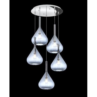 KONA SOSPENSIONE ROTONDA D40 IN METALLO CROMO CON 5 DIFFUSORI A CONO IN VETRO COLORATO Top Light Illuminazione - Cristalensi Sho