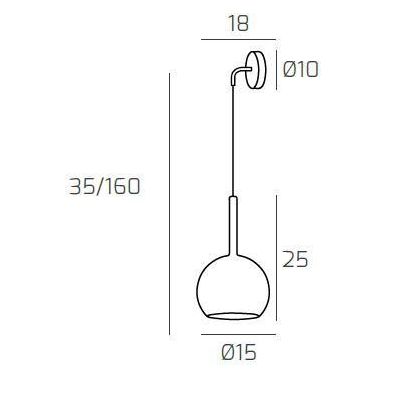 FUTURE APPLIQUE IN METALLO FINITURA OTTONE CON SFERA 18CM IN VETRO CON 5 FINITURE COLORE Top Light Illuminazione - Cristalensi S