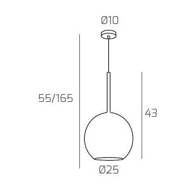 FUTURE SOSPENSIONE SINGOLA IN FINITURA OTTONE CON SFERA 25CM IN VETRO CON 5 FINITURE COLORE Top Light Illuminazione - Cristalens