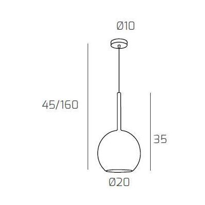 FUTURE SOSPENSIONE SINGOLA IN METALLO CROMO O BIANCO CON SFERA 20CM IN VETRO 5 FINITURE COLORE Top Light Illuminazione - Cristal