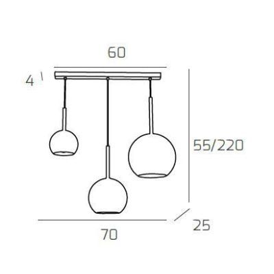 FUTURE SOSPENSIONE IN METALLO FINITURA CROMO CON 3 DIFFUSORI A SFERA IN VETRO COLORATI Top Light Illuminazione - Cristalensi Sho