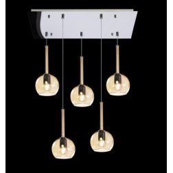 FUTURE SOSPENSIONE IN METALLO FINITURA CROMO CON 5 DIFFUSORI A SFERA REALIZZATI IN VETRO COLORATO Top Light Illuminazione - Cris