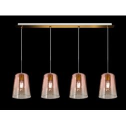 SHADED BINARIO A 4 LUCI IN METALLO FINITURA OTTONE CON CONI IN VETRO AMBRA CROMO OPPURE RAME Top Light Illuminazione - Cristalen