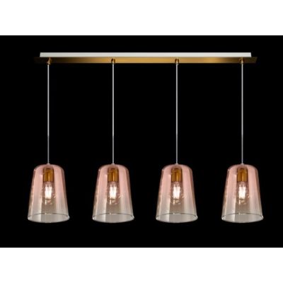 SHADED BINARIO A 4 LUCI IN METALLO FINITURA OTTONE CON CONI IN VETRO AMBRA CROMO OPPURE RAME Top Light Illuminazione - Cristalen