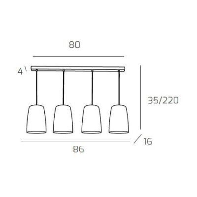 SHADED BINARIO A 4 LUCI IN METALLO FINITURA OTTONE CON CONI IN VETRO AMBRA CROMO OPPURE RAME Top Light Illuminazione - Cristalen