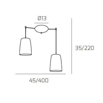 SHADED SOSPENSIONE CON DECENTRO IN METALLO CROMO CON CONI IN VETRO AMBRA CROMO OPPURE RAME Top Light Illuminazione - Cristalensi