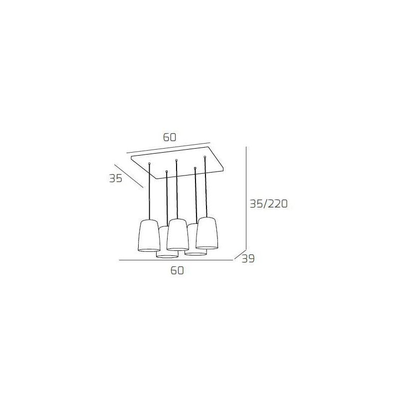 SHADED SOSPENSIONE RETTANGOLARE FINITURA BIANCA CON CONI IN VETRO AMBRA CROMO OPPURE RAME Top Light Illuminazione - Cristalensi 