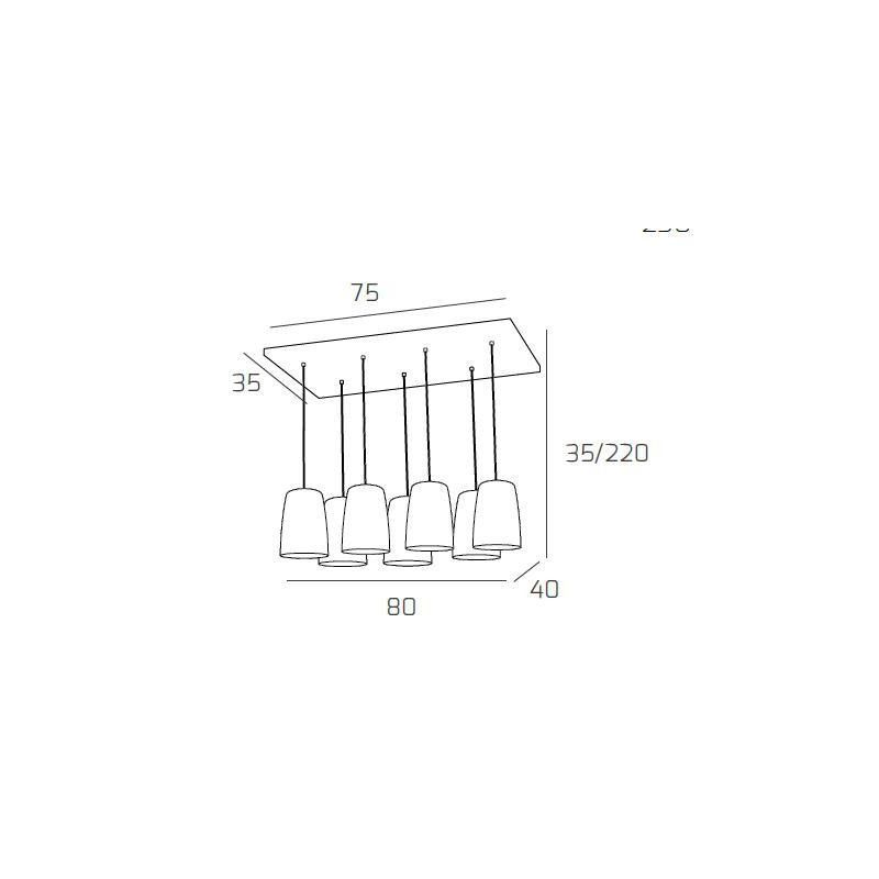 SHADED SOSPENSIONE RETTANGOLARE FINITURA OTTONE CON CONI IN VETRO AMBRA E RAME Top Light Illuminazione - Cristalensi Shop Online