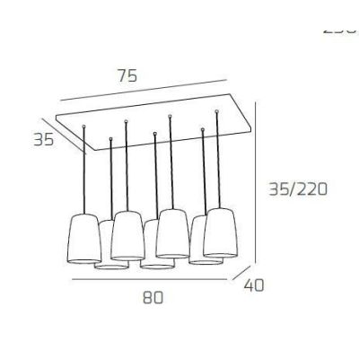 SHADED SOSPENSIONE RETTANGOLARE FINITURA OTTONE CON CONI IN VETRO AMBRA E RAME Top Light Illuminazione - Cristalensi Shop Online