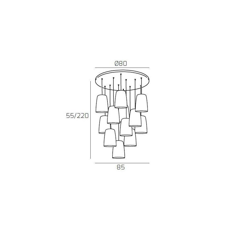 SHADED SOSPENSIONE RETTANGOLARE FINITURA CROMO CON CONI IN VETRO AMBRA CROMO OPPURE RAME Top Light Illuminazione - Cristalensi S
