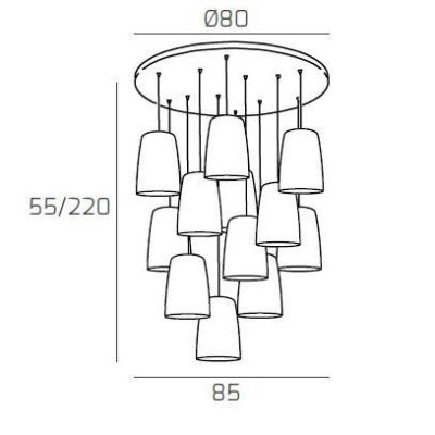 SHADED SOSPENSIONE RETTANGOLARE FINITURA CROMO CON CONI IN VETRO AMBRA CROMO OPPURE RAME Top Light Illuminazione - Cristalensi S