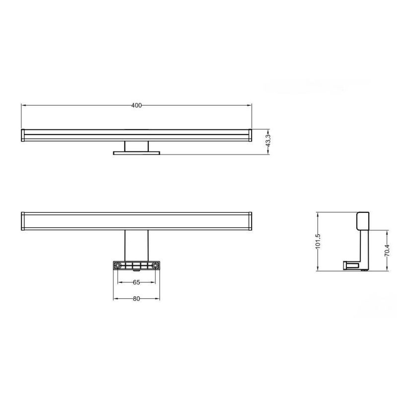 LINO APPLIQUE DA SPECCHIO FINITURA NERA O CROMO IP44 LED 7,5W LUCE 3000K MODERNA LARGHEZZA CM 40 TRIO LIGHTING - Cristalensi Sho
