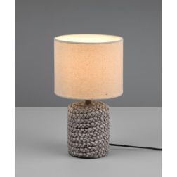 MALA LAMPADA DA TAVOLO IN CERAMICA EFFETTO CORDA CON PARALUME BEIGE IN TESSUTO ALTEZZA CM 26 RL - Cristalensi Shop Online