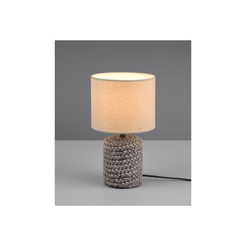 MALA LAMPADA DA TAVOLO IN CERAMICA EFFETTO CORDA CON PARALUME BEIGE IN TESSUTO ALTEZZA CM 26 RL - Cristalensi Shop Online